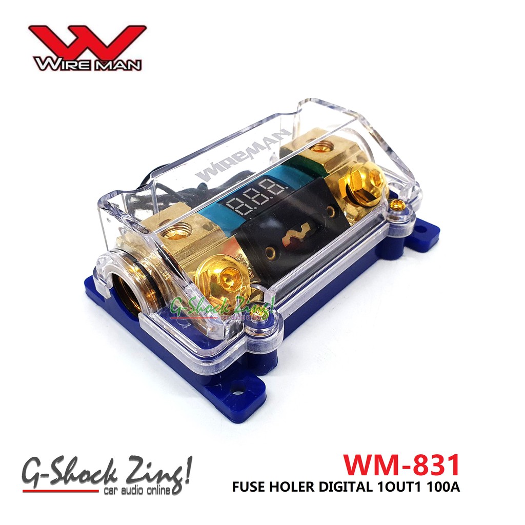 WIREMAN ฟิวส์รถยนต์ เครื่องเสียงรถยนต์ กล่องฟิวส์ แบบจอดิจิตอล บอกโวลต์ (เข้า 1ออก 1) 100A WIREMAN ร