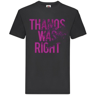 เสื้อยืดคอกลมผ้าฝ้ายพิมพ์ลาย Thanos Was Right แฟชั่นสําหรับผู้ชายS-5XL