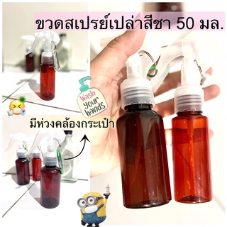 ขวดสเปรย์สีชา ขวดแอลกอฮอลสเปรย์ ขวดแบ่ง หัวสเปรย์ ขนาด 50 ml พกพาสะดวก [สินค้าพร้อมส่งในไทย]