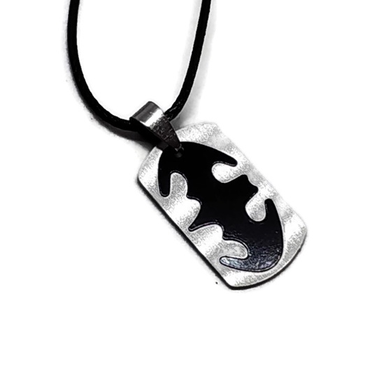 Robagin KM3 สร้อยคอสเตนเลส 2 ชั้น จี้รูปแบทแมน สีดํา