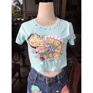 * มีตำหนิซักได้ * เสื้อครอปบุญมากลายพิซซ่า