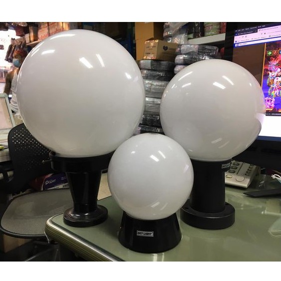 โคมไฟ หัวเสา อะคริลิค กลม 6" / 8" / 10" นม / คลื่นใส ตั้ง / คลื่นใส นอน