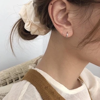 Suwann.na [ราคาต่อคู่] ต่างหู ต่างหูเงินแท้ ต่างหูเกลียว สีเงิน, ทอง