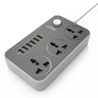 LDNIO SC3604 Power Strip with 3 AC Sockets + 6 USB Ports - Black / EU Plug