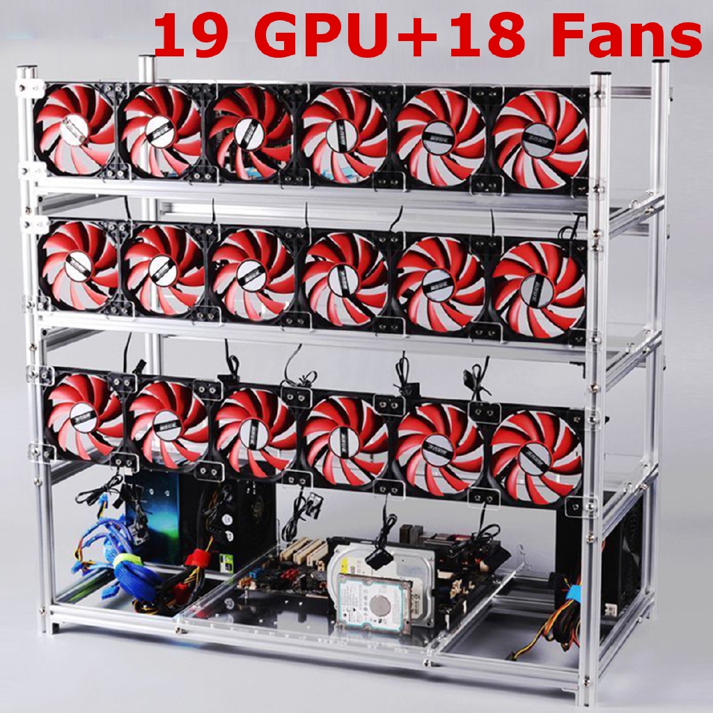 Original 19 Gpu Miner Frame Aluminum Stackable Open Air Mining Rig Case Btc Eth Ethereum Shopee Thailand