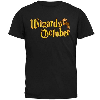 T-shirt  ขายดี เสื้อยืด พิมพ์ลาย Wizards are born in October สไตล์คลาสสิก สําหรับผู้ชาย JLjnjl78NNlcjo45S-5XL