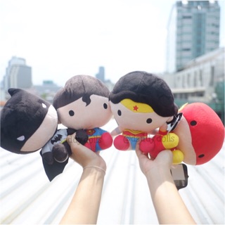 ตุ๊กตา Batman แบทแมน &amp; Superman ซุปเปอร์แมน &amp; Wonder Woman วันเดอร์วูแมน &amp; The Flash เดอะแฟลช Chibi ท่านั่ง 7นิ้ว