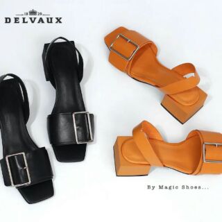 New DELVAUX square shoes รองเท้าแบบสวมส้นเหลี่ยม