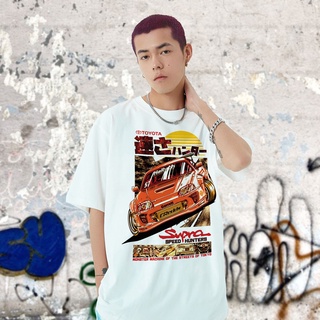 Bootleg JDM กราฟิกสีขาว Unisex เสื้อยืดเสื้อลําลอง Q?@