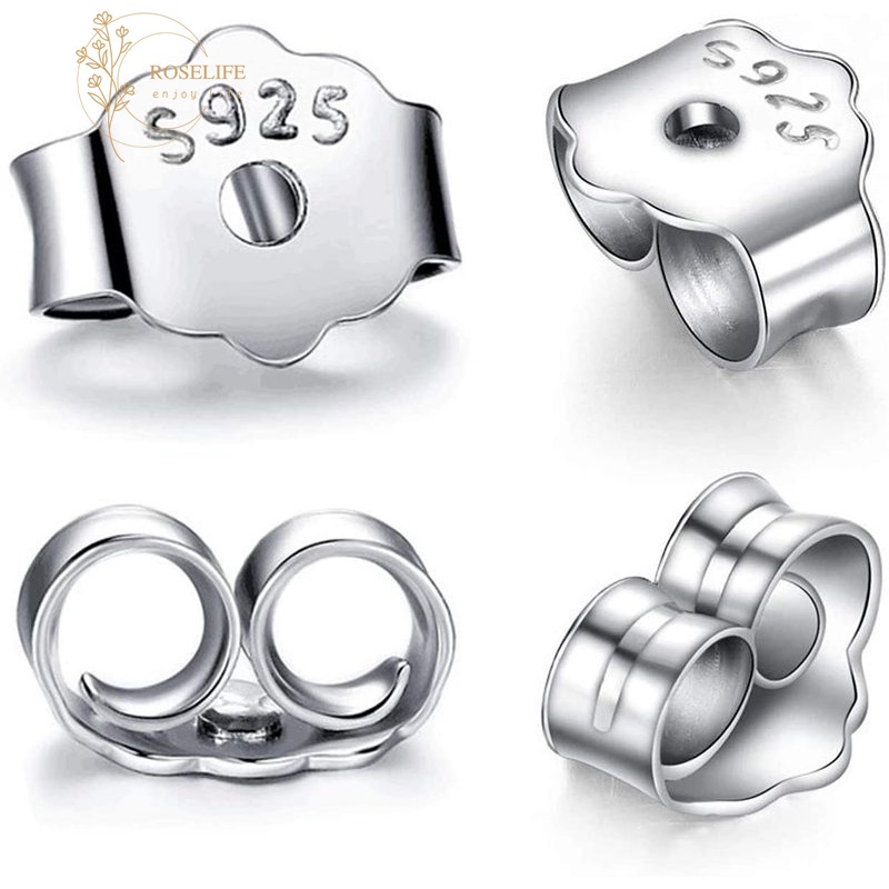Roselife S925 ต่างหูกระดุมสีเงิน 10 ชิ้นสําหรับเปลี่ยนหูกระดุม
