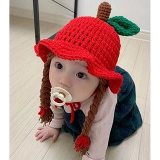 หมวกถักผมเปียแฮนด์เมด หมวกไหมพรม สำหรับเด็ก 8 เดือน - 3 ขวบ🍒 พร้อมส่งจากไทย