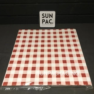 กระดาษห่อเบอร์เกอร์ (Burger paper) #ลายสก๊อต ขนาด 12x12 นิ้ว(100ใบ/แพ็ค)-food grade
