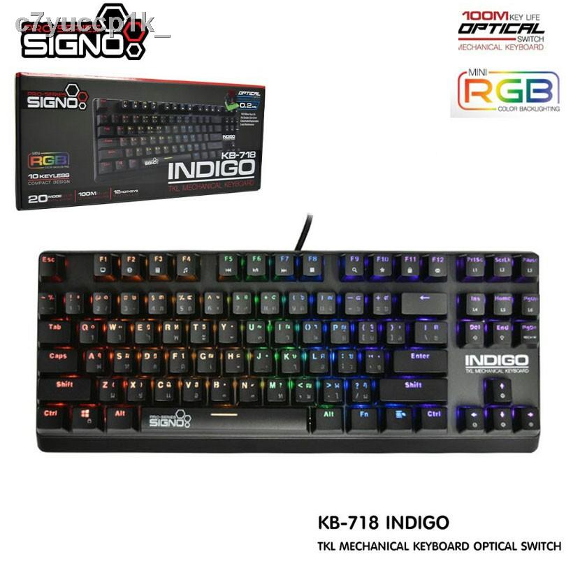 ✉❁SIGNO KB-718 คีย์บอร์ด เกมมิ่ง  TKL Mechanical Keybord Optical RED/Blue Switch ประกัน2ปี