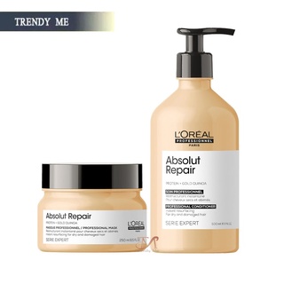 (ใช้โค้ด INCLS22 ลด 50% สูงสุด 100) Loreal Absolute Repair shampoo 500ml. + Mark 250ml. แชมพูและมาส์กสำหรับผมเสียมาก