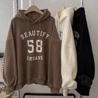 ⭐️ Beautify 58 URBANE เสื้อกันหนาว มีฮู้ด พรีเมี่ยม ขนแกะ แบบหนา พอดีตัว L ⭐️ เสื้อแจ็กเก็ต BASIC Teen UNISEX สไตล์เกาหลี สําหรับผู้หญิง ผู้ชาย