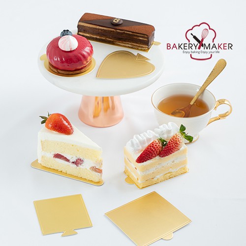 ฐานรองเค้กมินิ มี 12 แบบ / กระดาษรองเค้กชิ้น สีทอง แพ็คละ 100 ชิ้น mini cake board