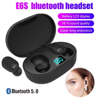 E6s TWS หูฟังอินเอียร์ บลูทูธ 5.0 ไร้สาย ตัดเสียงรบกวน จอแสดงผล LED สเตอริโอ HiFi ระบบสัมผัส ควบคุมผ่านการโทร แบบช่องคู่ Type-C พร้อมไมโครโฟน สําหรับเล่นกีฬา