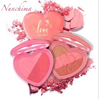 (ใช้โค้ด INCM8L3 ลด 50% สูงสุด 50 บาท)  ปัดแก้ม ทาตา หัวใจ KISS BEAUTY 2 COLOR BLUSHER 3 COLOR EYESHADOW #83228