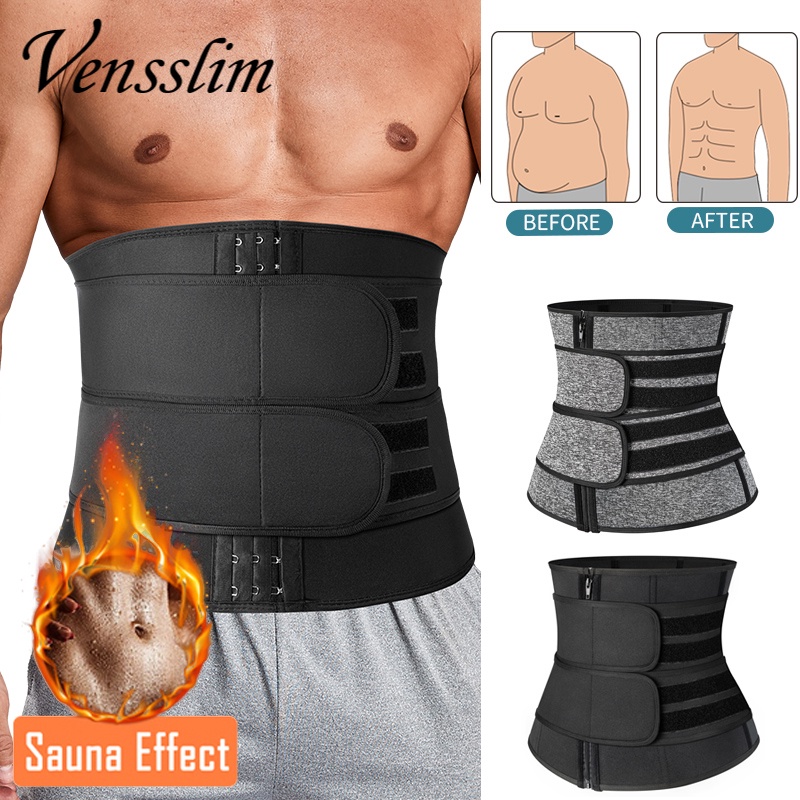 Vensslim ผู้ชายออกกําลังกายเอวเทรนเนอร์ Tummy Slimming Sheath ซาวน่า Body Shaper Trimmer เข็มขัดหน้าท้อง Shapewear ลดน้ําหนักรัดตัว
