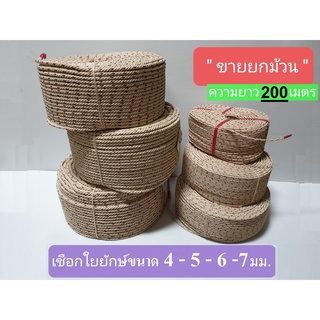 ยกม้วน เชือกใยยักษ์ ขนาด 4 , 5 , 6 , 7   มม.( มิลลิเมตร,mm ) ยาว 200 เมตร