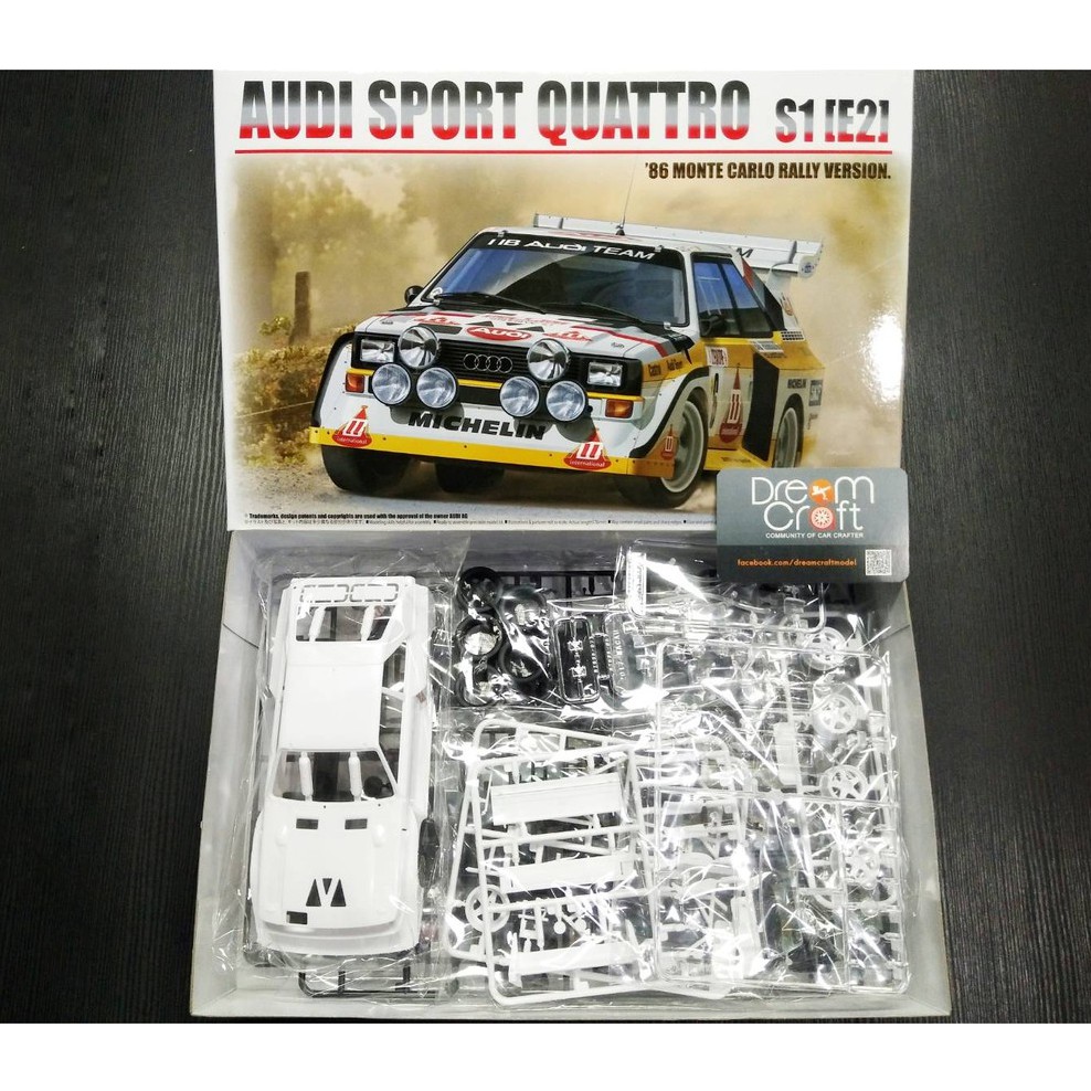 AOSHIMA 1/24 AUDI SPORT QUATTRO S1 E2 MONTE CARLO RALLY Ver. (โมเดลรถแข่ง Model DeamCraft)