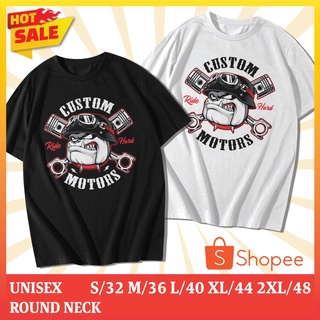 เสื้อยืด เสื้อคอกลม เสื้อสกรีนลาย BULLDOG Custom Motorcycle (แขนสั้น)