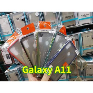 Samsung Galaxy A11 ขอบสี ฝาหลัง ขุ่นใส คลุมครอบเครื่อง กันกระแทก