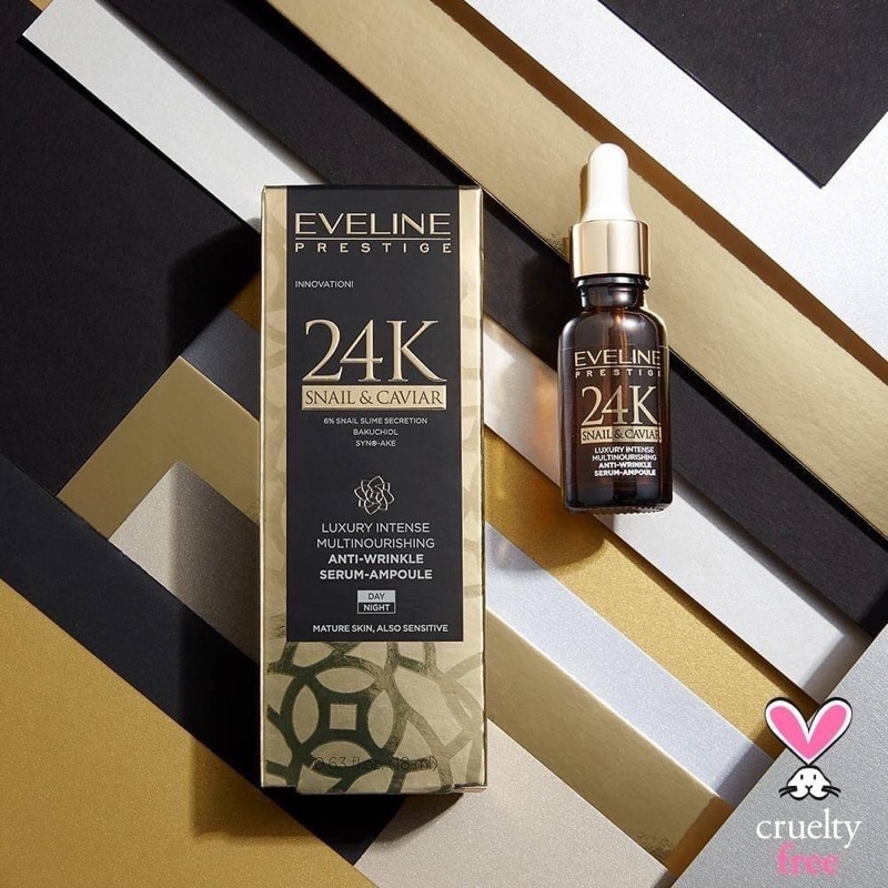 Eveline Cosmetics Prestige 24k Snail & Caviar Anti Wrinkle Day Night Serum 18ml.