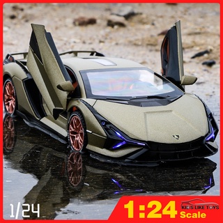 Klt โมเดลรถยนต์ Lamborghini Sian FKP37 สเกล 1:24 ของเล่น ของขวัญวันเกิด สําหรับเด็กผู้ชาย