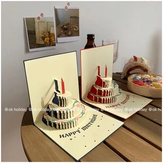 พร้อมส่ง🎁🎁การ์ดอวยพรวันเกิดแบบสามมิติรูปเค้กก้อนใหญ่โตๆ ใช้สำหรับอวยพรวันเกิด
