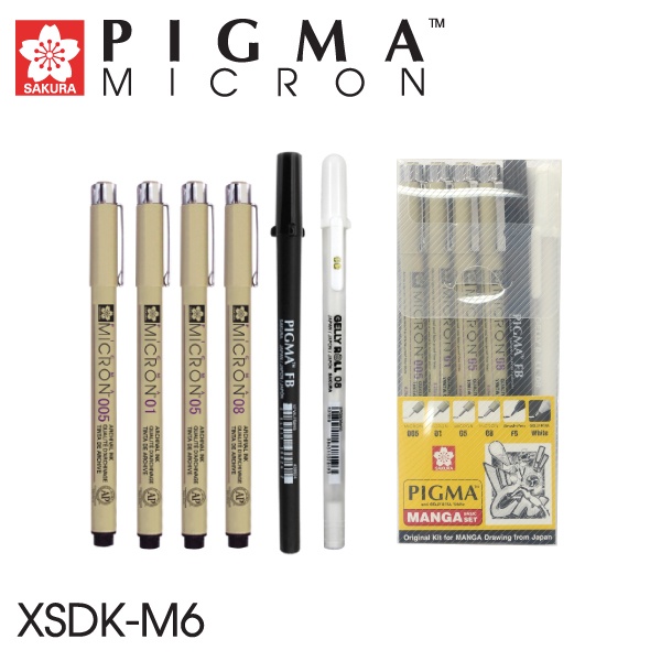 Sakura Pigma Manga Set 6 / Black Sketch Set 6 I ชุดปากกามังงะ / สเก็ตช์
