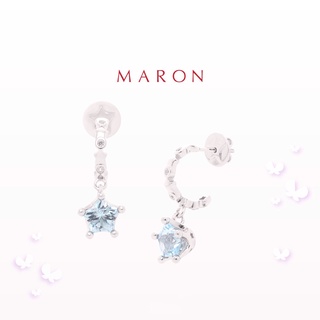 MARON - Mythical Stars Dangle Earring with Blue Topaz (7.2mm) ต่างหูพลอยดาว พลอยบลูโทแพซ เงินแท้925