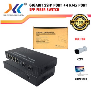 Gigabit 2 SFP+ Port 4 RJ45 Port Ethernet Fiber Switch 10/100/1000