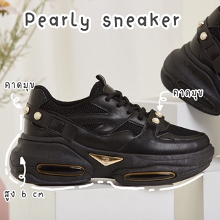 pearly sneaker black (รองเท้าผ้าใบ รุ่น เพริลลี่ สีดำ สูง 6 cm)