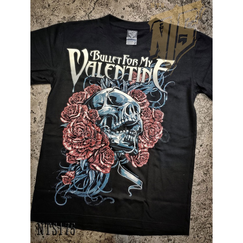 NTS 175 Bullet For My Valentine ROCK เสื้อยืด ลายวงดนตรี ซิลค์สกรีน ผ้าคอตตอนหนานุ่ม ไม่หดไม่ย้วย สีดำ S M L XL XXL