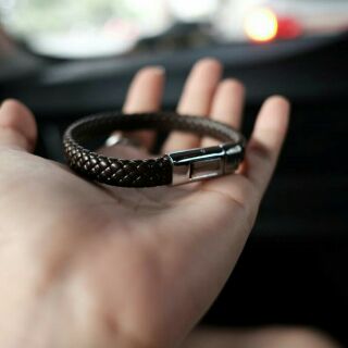 Dark brown locked bracelet.