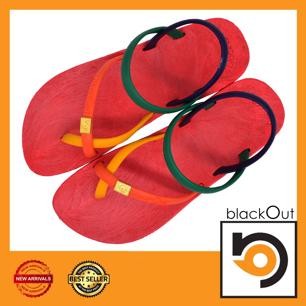 🔰 BlackOut Toeloopslingback 🔰 รองเท้าแตะ คีบโป้งรัดส้น กันลื่น เบาสบาย พื้นแดง(หูหน้าส้ม/เหลือง หูหลังเขียว/น้ำเงิน)