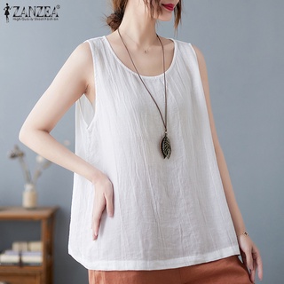 Zanzea เสื้อกล้าม แขนกุด ผ้าฝ้าย แบบบาง สีพื้น สไตล์เกาหลี สําหรับผู้หญิง