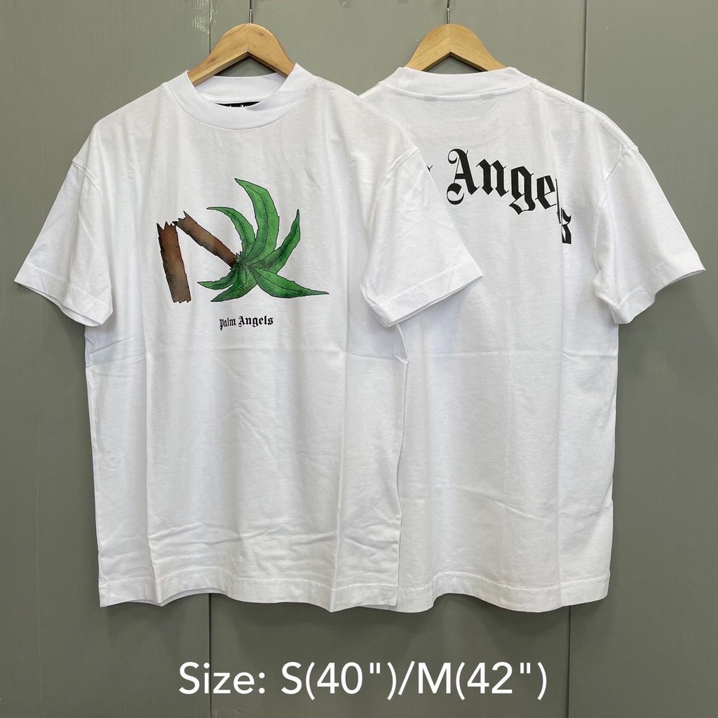 🔆สอบถามStockก่อนกดสั่ง Palm Angels t-shirt เสื้อยืด เสื้อ tee สีขาว ต้นมะพร้าว หัก unisex เสื้อ ปาล์ม แองเจิง ของแท้