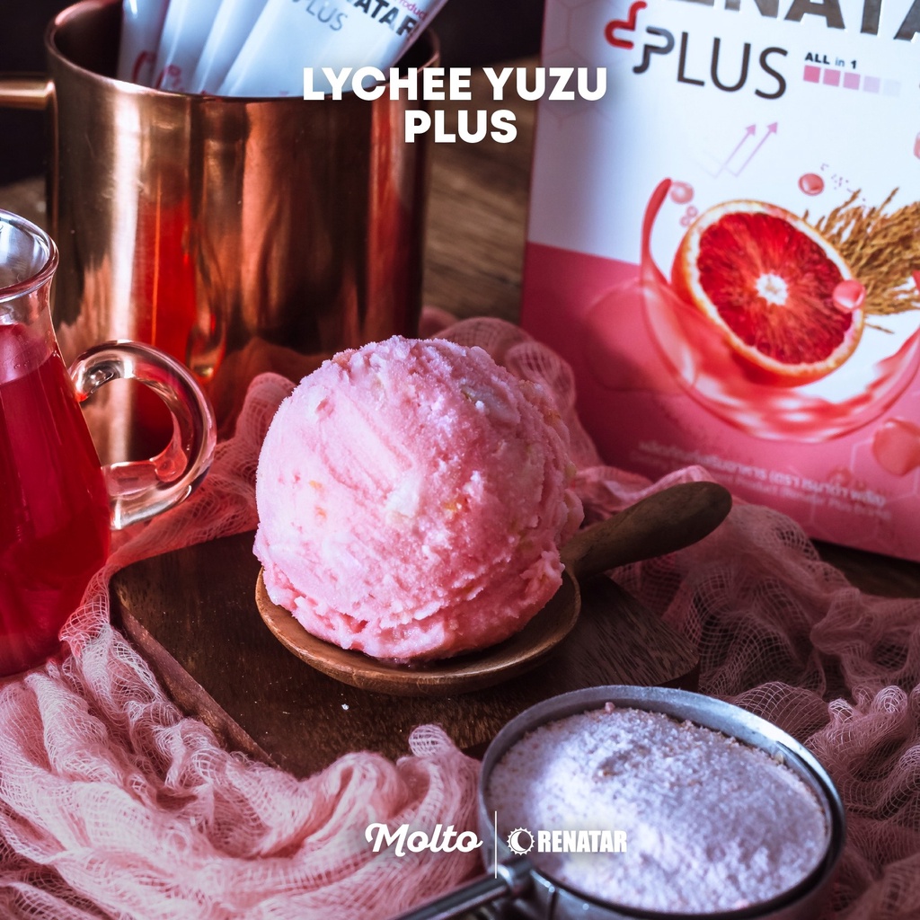 Lychee Yuzu Plus (ไอศกรีม ลิ้นจี่ ยูซุ ผสม Renatar Plus 1 ถ้วย 16 oz.) - Molto premium Gelato