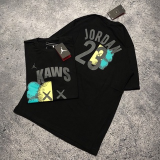 Jordan X KAWS เสื้อยืดลําลอง แขนสั้น พิมพ์ลาย JORDAN KAWS TEES สีดํา คุณภาพสูง 1:1