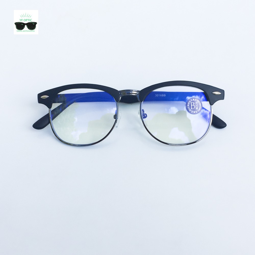 แว่นตากรองแสง แว่นกรองแสงสีฟ้า blue block กรองแสงคอมพิวเตอร์ มอถือ ทรงกรอบครึ่งเฟรม 301BB