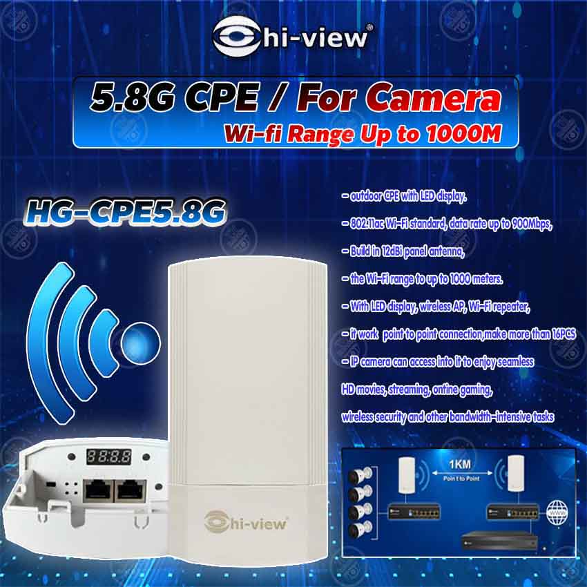 HI-VIEW อุปกรณ์กระจายสัญญาณอินเตอร์เน็ต 5.8G CPE / For Camera or Network Wi-fi Range Up to 1000M รุ่