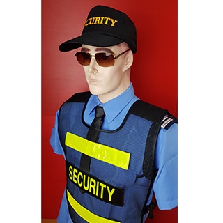 เสื้อสะท้อนแสงรปภSecurityสีดำขนาดฟรีไซส์ให้แสงสะท้อนชัดแจ๋วช่วยลดอุบัติเหตุ