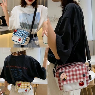 🌸พร้อมส่ง!! 👜 กระเป๋าผ้าลายสก็อต การ์ตูน น่ารักมากๆ