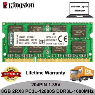 เมมโมรี่การ์ด Kingston 8Gb 2Rx8 Pc3L - 12800 S Ddr3L - 1600 Mhz 1 . 35 V 204 Pin SODIMM Laptop Memory RAM