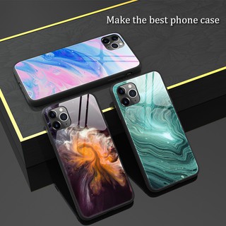 เคสโทรศัพท์แข็งกระจก Case For iPhone 12 11 Pro Max Mini iPhone12 iPhone11 12Pro 12Mini 12ProMax 11Pro 11ProMax Marble Tempered Glass Phone Case Hard Shockproof Casing Fashion Back Cover