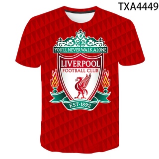 Liverpool เสื้อยืดลําลอง แขนสั้น พิมพ์ลาย 3D แฟชั่นฤดูร้อน สําหรับผู้ชาย ผู้หญิง