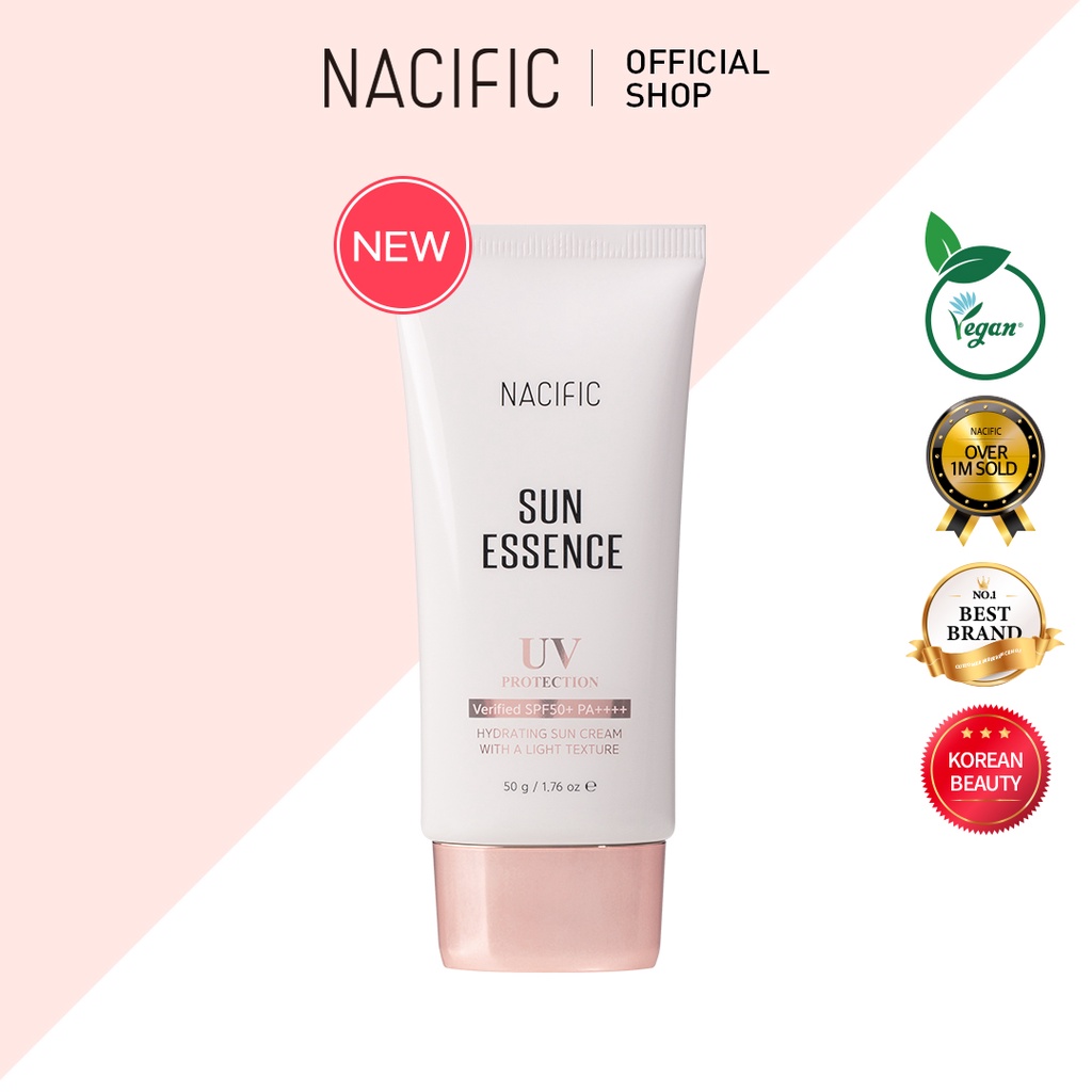 NACIFIC Vegan Sun Essence 50g, SPF50+/PA++++, UV Protection, Hybrid Sunscreen