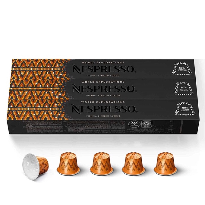 Nespresso VIENNA LINIZIO LUNGO Ground Coffee เนสเพรสโซ เวียนนา ลินนิซิโอ ลุงโก แคปซูลกาแฟ 30 Capsule